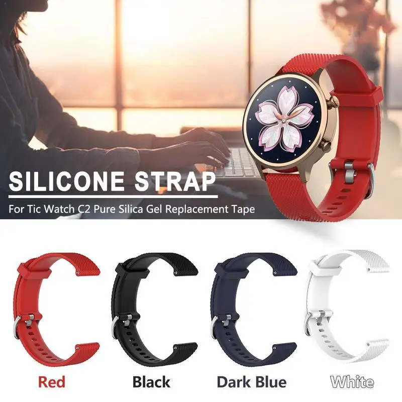 

For Tic Watch C2 Solid Color Silicone Replacement Strap 18MM/20MM Ticwatch C2 Watchband Spark Strap Wrist Band Rubber Strap