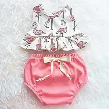 Pudcoco Одежда для девочек, комплект из 2 предметов одежды для новорожденных комплекты для маленьких девочек хлопковые топы трусы Vest Нижняя одежда на возраст от 0 до 18 месяцев