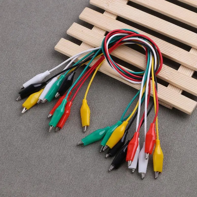 

10pcs Double-ended Clips Test Line Cable Test Clamp Connector Testing Wire DIY Cable Electrical Testing Wires Probe Meter 50CM
