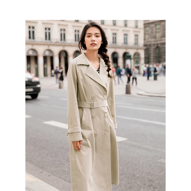 INMAN 2019 Spring New Arrival Turn down Collar Retro Hongkong Style Casual All-match Conclude Belt Long Sleeves Women Coat