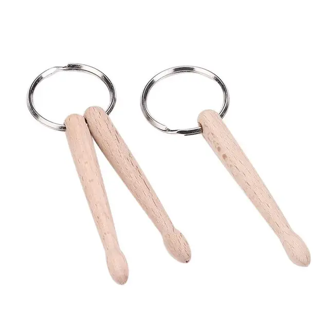 Beech Wood Drumsticks Percussion Key Ring Chain Keyrings Mini Multi