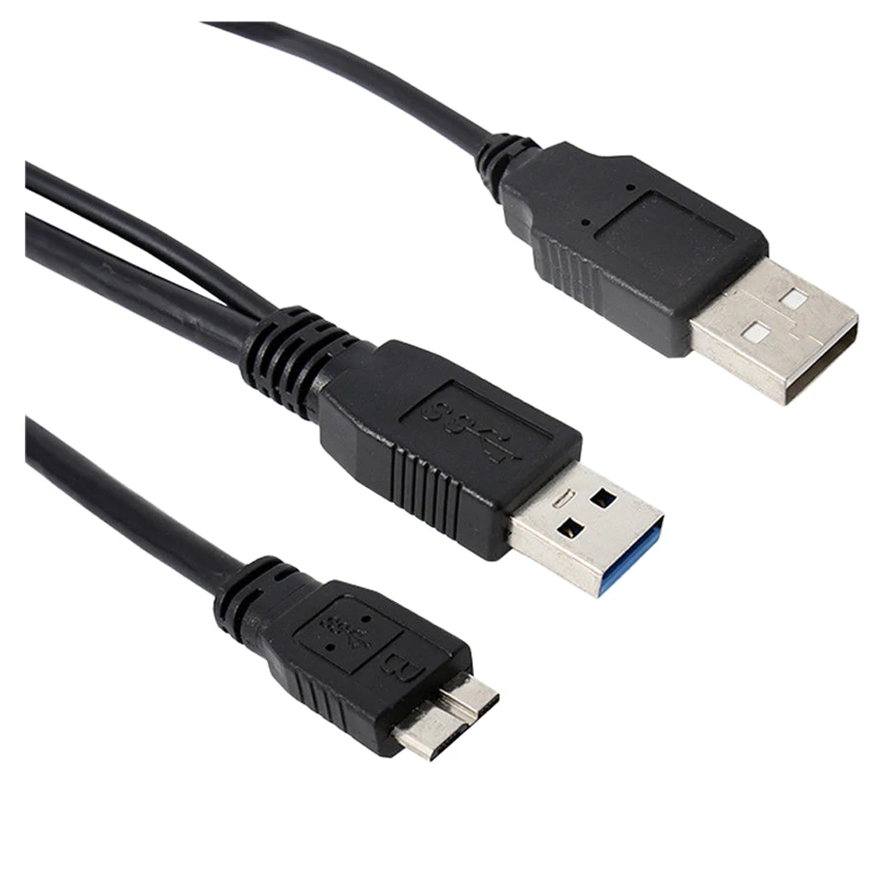 

FULL-0.5m High Speed Dual USB 3.0 A Male to Micro B Y Cable Move Hard Disk Cable Black
