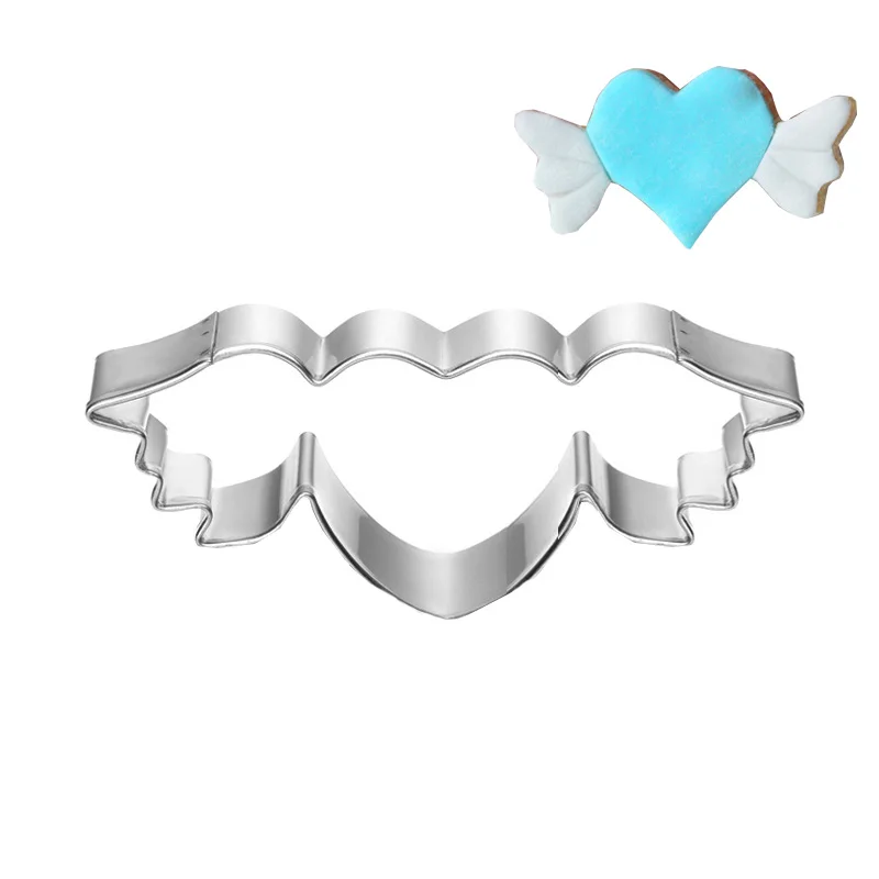 

Heart Metal Cookie Cutter Angel Wing Cake Decorating Tool Patisserie Gateau Biscuit Mold Pastry Bakeware Love Fondant Cutter