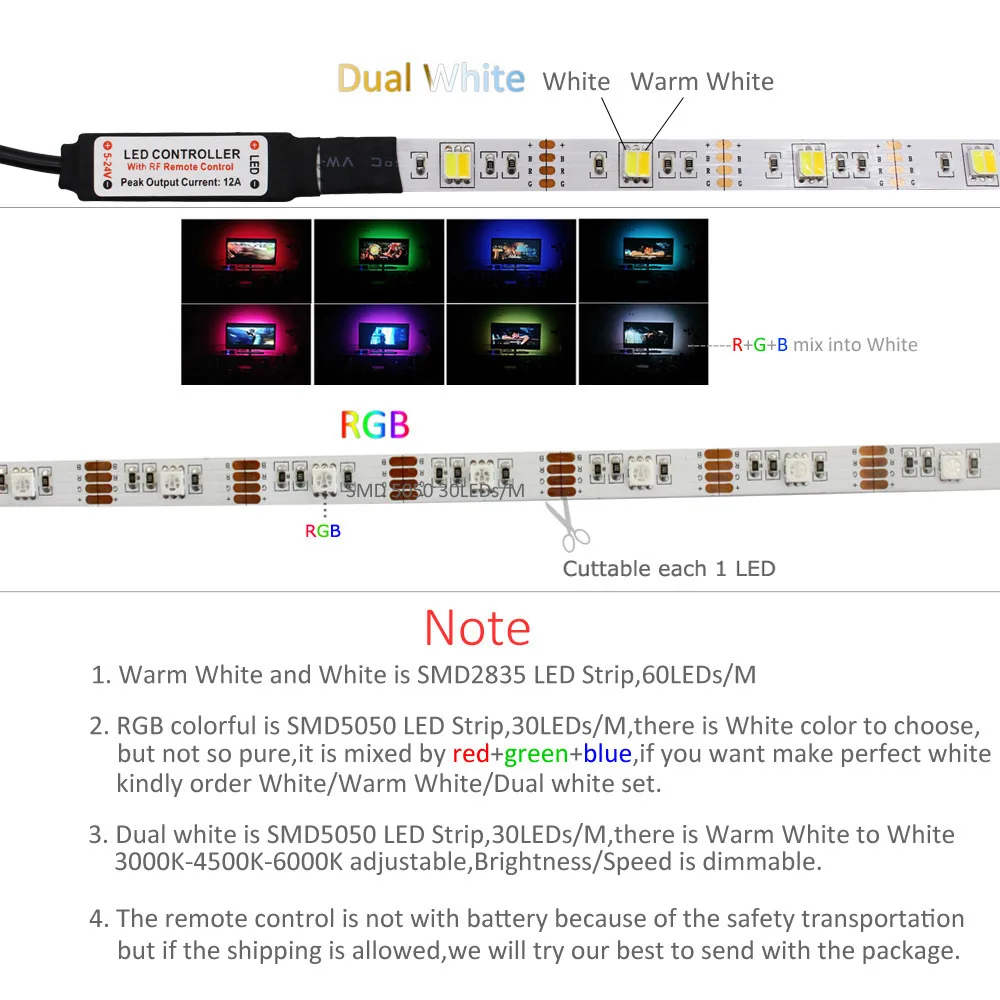 Светодиодная полоса USB 5V TV Ambilight лента RGB Bluetooth выключатель света