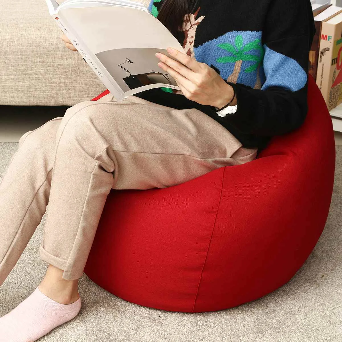 60*70cm Lazy Bean Bag Sofa Chair Linen Cloth Lounger Seat Couch Bean Bag Pouf Puff Couch Tatami Living Room for Kids Adults 60*70cm Lazy Bean Bag Sofa Chair Linen Cloth Lounger Seat Couch Bean Bag Pouf Puff Couch Tatami Living Room for Kids Adults