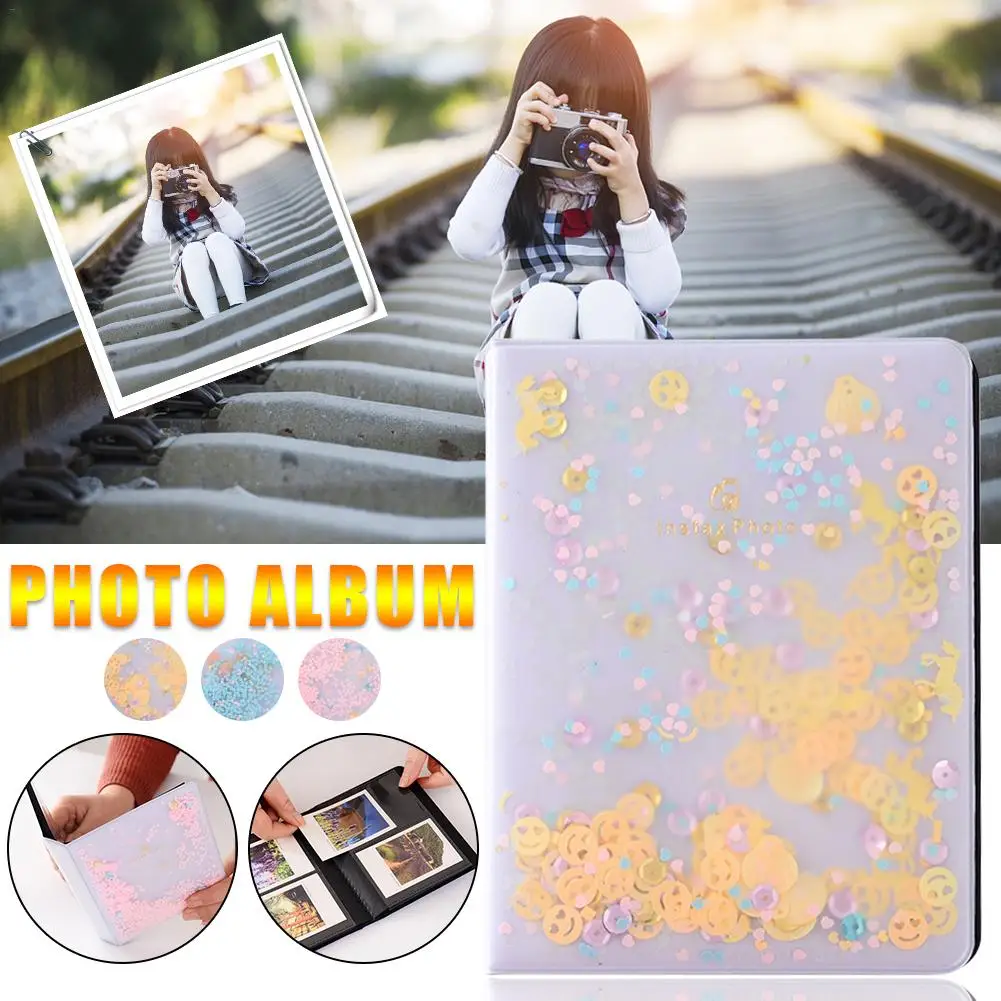 3 Inch 64 Pockets Mini Photo Album Quicksand Pattern Polaroid Camera Storage for Fujifilm Instax Photos | Электроника