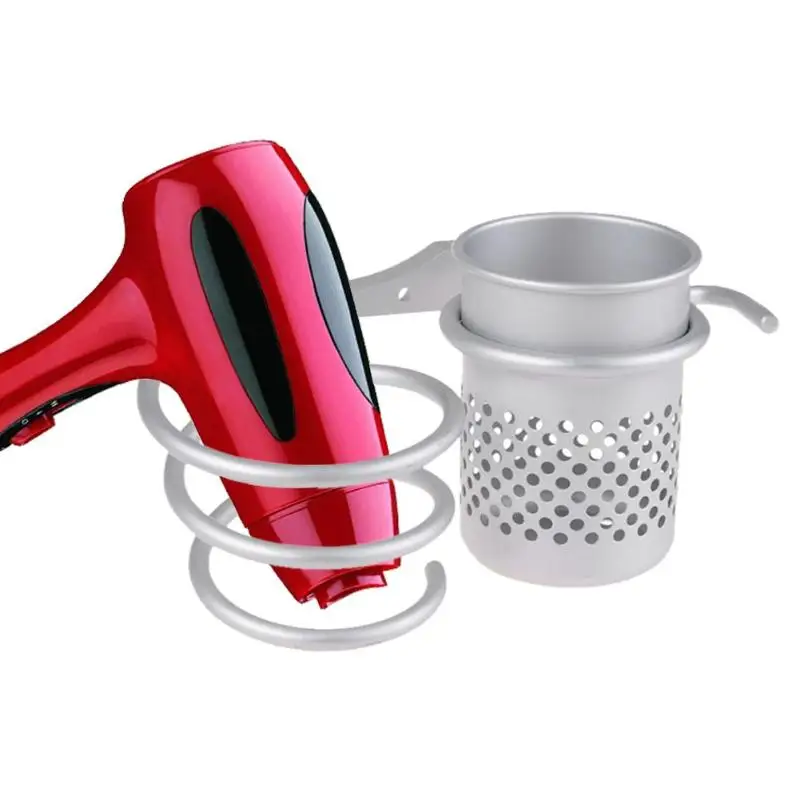 

Aluminum Bathroom Organizer Hair Dryer Holder Wall Mounted Rack Space Save Shelf Storage Organizer Hairdryer Support Holder