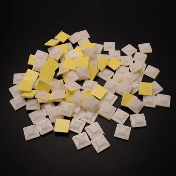 

100PCS/Set White Cable Base Mounts 2cmX2cm Self Adhesive Cable Wire Zip Tie Mounts Bases Wall Holder Fixing Seat Clamps