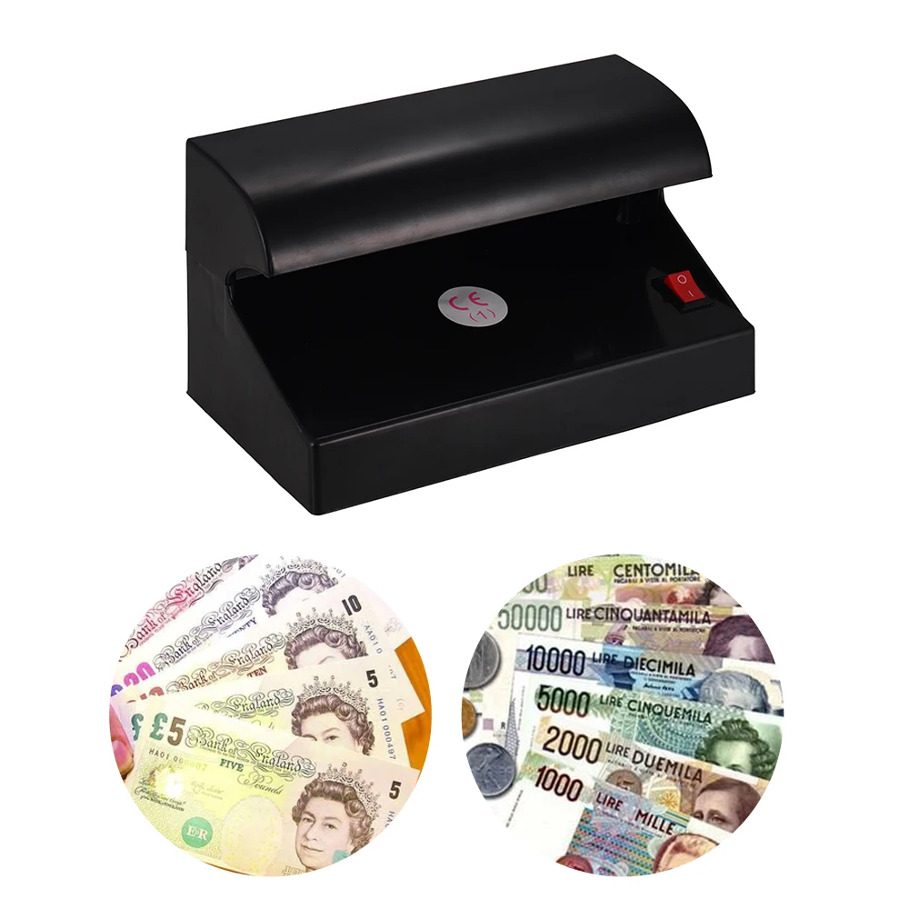 Портативный Настольный мультивалютный детектор поддельный денежный банкнот Проверка тестер Один УФ-светильник для евро-фунта