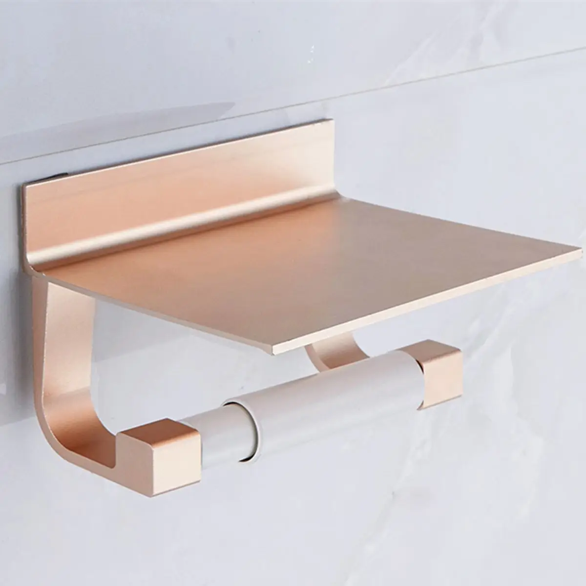 Billige Wc Papier Halter Raum Aluminium Multi funktion Lagerung Halter Badezimmer Regale Handtuch Regal mit Telefon Halter Freies stanzen