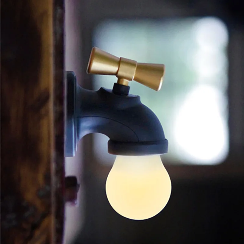 

Faucet Shaped Night Light LED Night Lamp Wall Light With Motion Sensor Voice Control USB Rechargeable Lantern Light