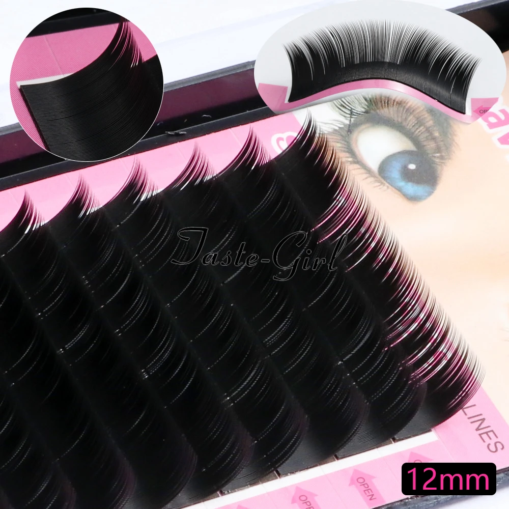 

1 Tray 12 Rows 0.15C Curl Black Long Individual natural Mink Eyelash Extension Artificial Fake False Eyelashes 8/10/12/14MM