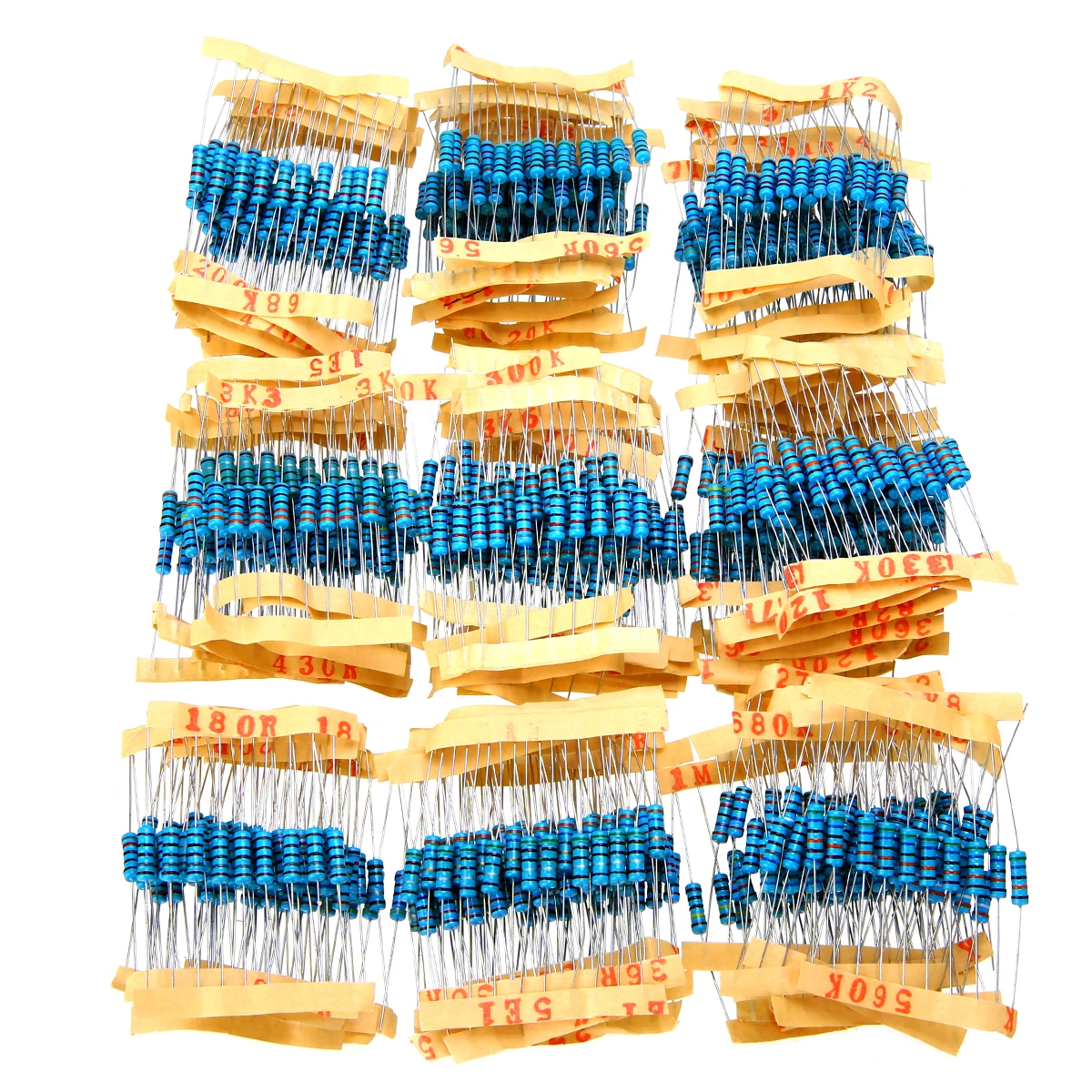 

1000pcs 1% 1W Metal Film Resistor 100 Values Assorted Kit Set 1 ohm~10M ohm Pack 100 Values Each 10pcs