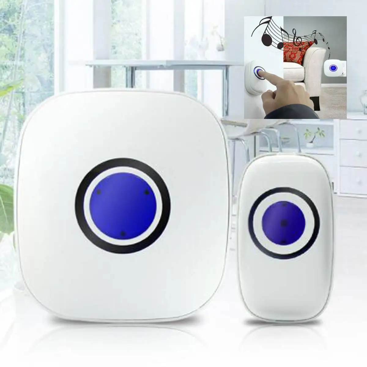 

38 Tunes Songs 110V-240V Wireless LED Doorbell Waterproof 100M Remote Home Security Smart Doorbells with Remote Control US plug