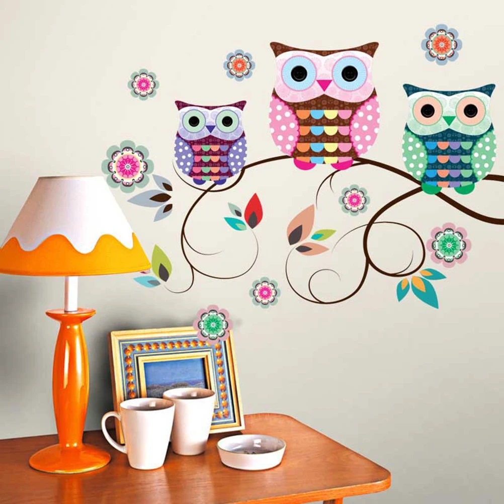 1PC Creative Wall Stickers Removable Peel and Stick Tree Owls Mural Art