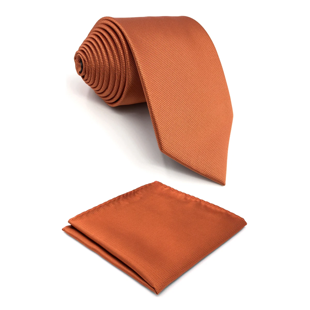 

C16 Solid Orange Silk Mens Tie Set and Pocket Square Set Ties for Men Slim 6cm