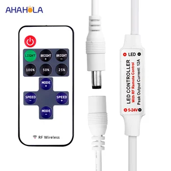 

wireless remote control mini led dimmer 12v/24v led single color led dimmer controller with dc plug for led strips no battery