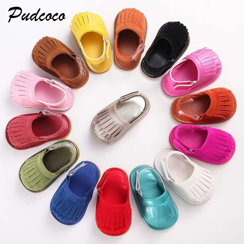 

Pudcoco Summer Sandals Newborn Baby Girls Soft Rubber Bottom Tassel Leather Antiskid Toddler Tassel Shoes Fashion 0-18M