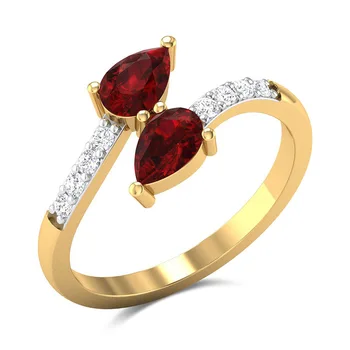 

Huitan Classic Open Ring with Red Cubic Zircon Prong Setting Best Anniversary Gift Fashion Cocktail Party Rings for Women