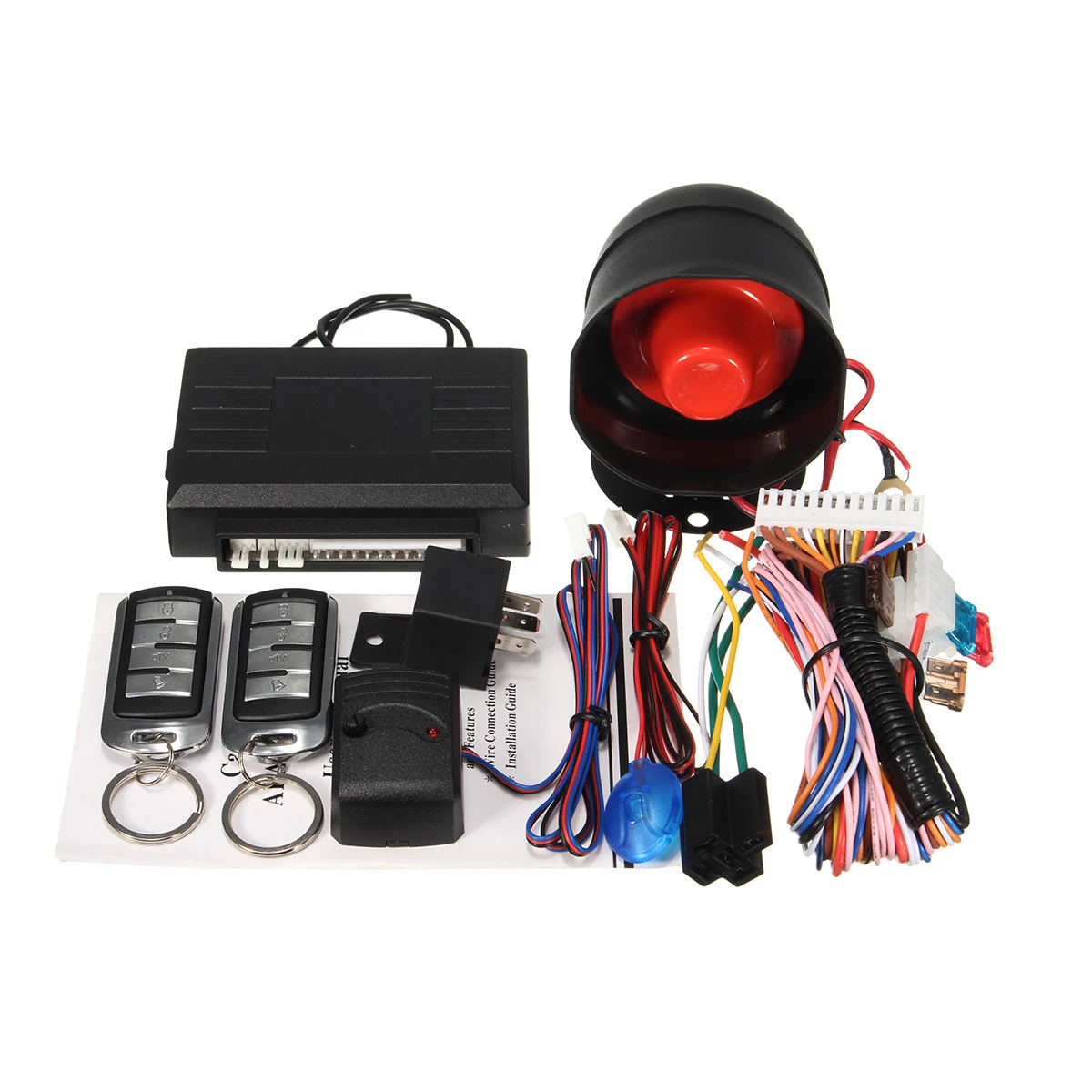 

Universal DC12V Auto Car Alarm Systems Auto Remote Central Kit Door Lock Vehicle Keyless Entry with Remote Control Siren Sensor