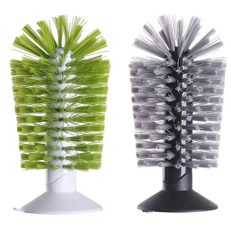 Glass Brush with Suction Cup Red Wine Glass Teacup Milk Bottle Brush