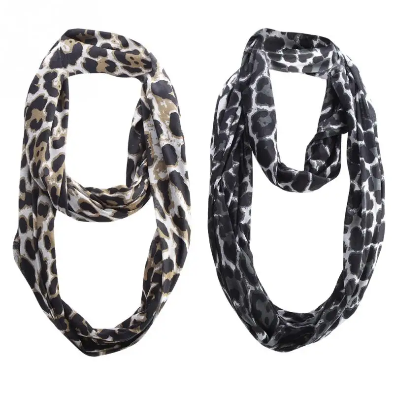 

Reusable Loop Scarf Storage Bag with Zipper for Wallet Pocket Passport Women Print Winter Scarf Pocket Loop Pocket Scarves