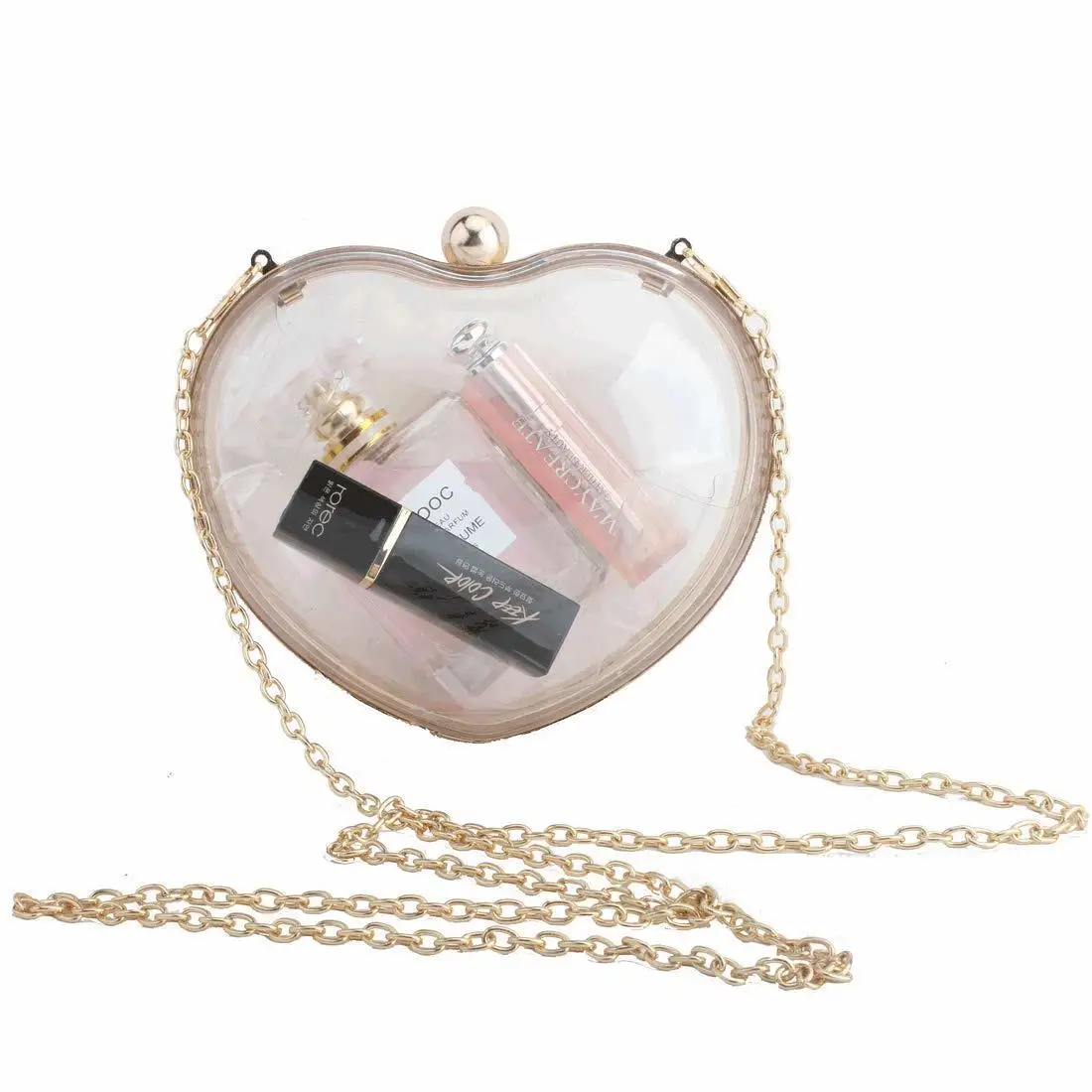 

Clear Heart-shaped Hand Package Transparent Second Gram Force Dinner Package Handbag Bride Wedding Party Ball Drop Ship