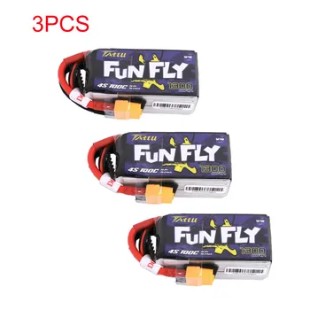 

New Arrival 1/2/3Pcs Tattu Funfly 1300mAh 14.8V 100C 4S1P Lipo Battery with XT60 Plug for RC Drone FPV Racing Parts