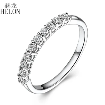 

HELON Moissanites Ring Sterling Silver 925 VVS/ FG Color Lab Grown Moissanites Diamond Engagement Ring For Women Wedding Band