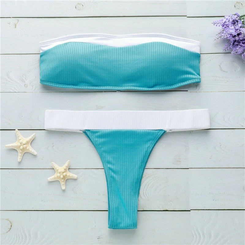 

Women Bikini Set Summer Sexy Strapless Bandeau Swimwear Push Up Bra Swimsuit Swimwear Bathing Sets Padded Bikini Swimming Suit