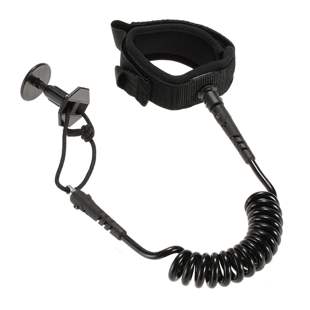 New Wrist Leash Coiled Cord Surfing Boats Wrist Ankle Leash with Leash Plug for Surf Board Paddle Body Board Bodyboarding Black