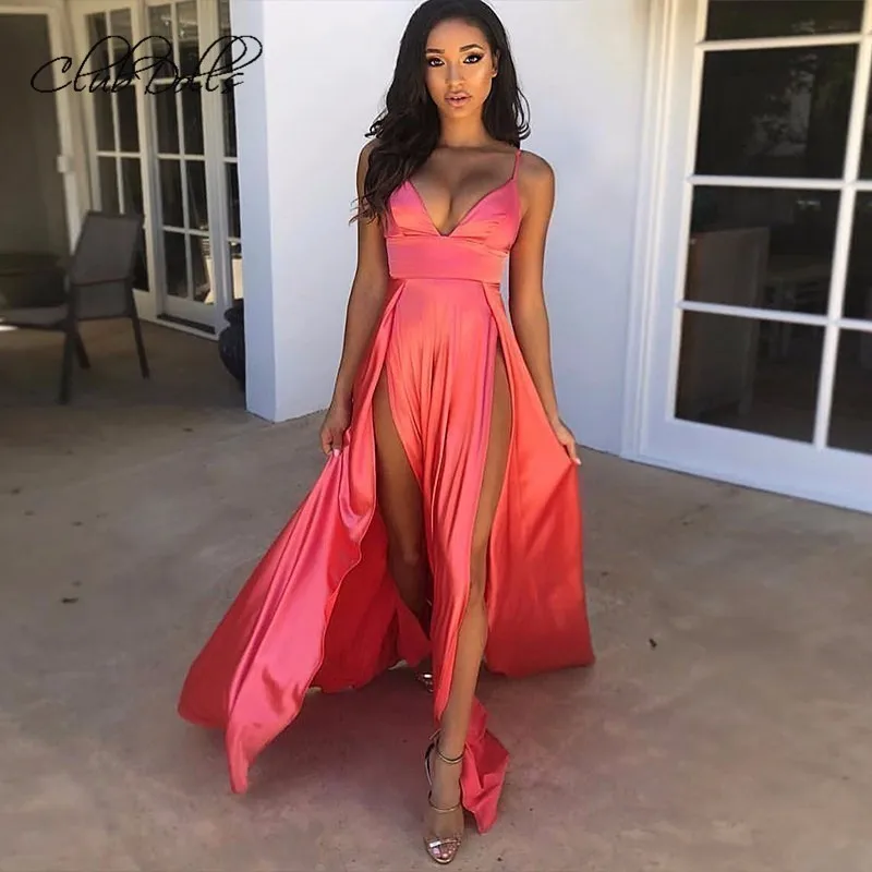 

Spaghetti Strap Party Evening Dress Summer High Split Sleeveless Sexy Evening Gown Elegant Lace Vestiods Robe De Soiree