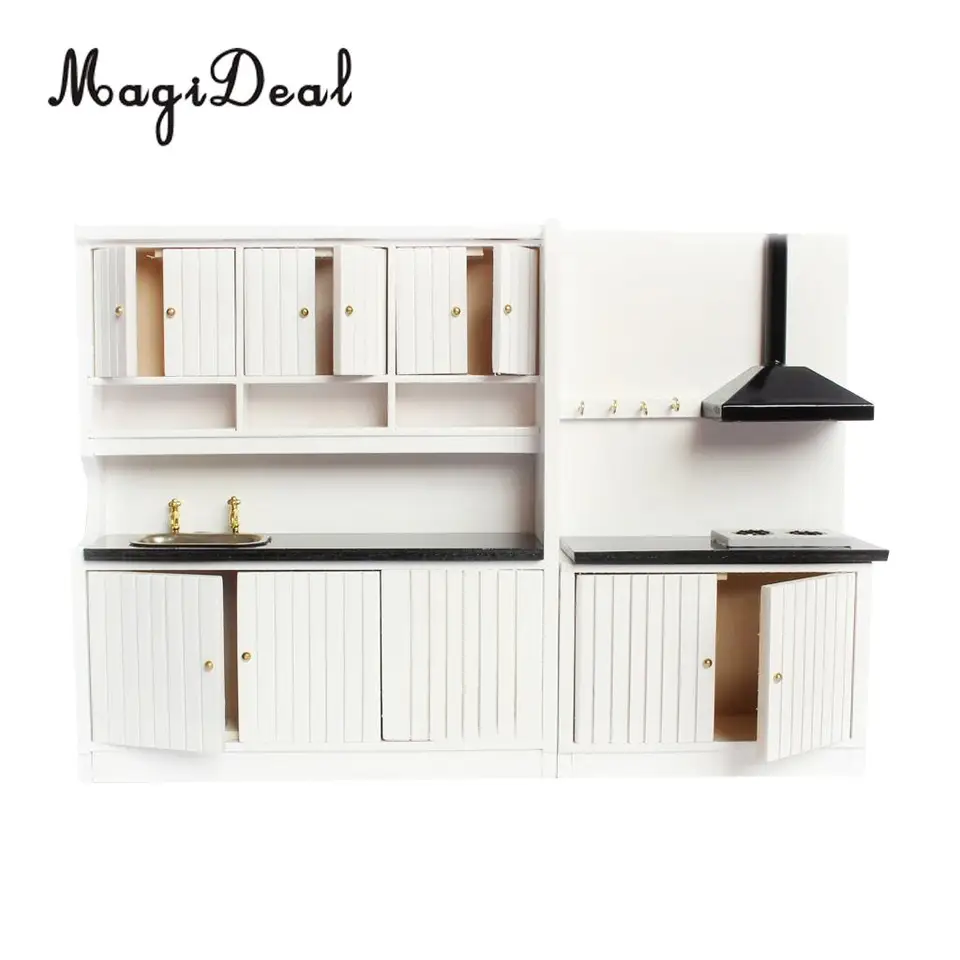 Modern Kitchen Set Wooden Furniture Model Kit For 1 12 Dollhouse Miniature Decoration Furniture Toys Aliexpress