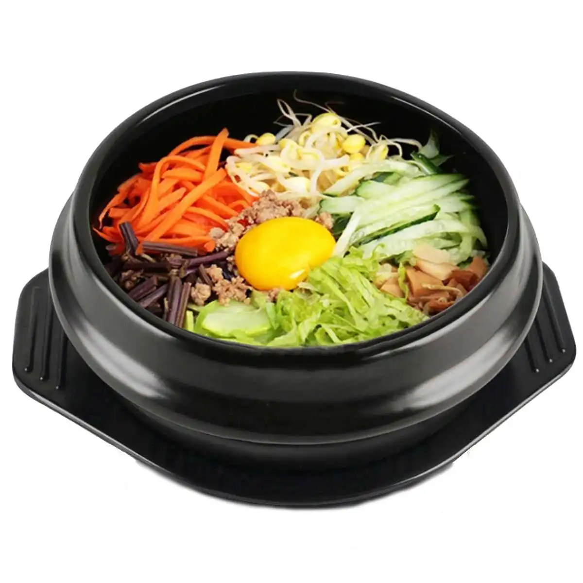16cm Black Classic Korean Stone Pot Cuisine Sets Ceramic Stone Bowl Pot