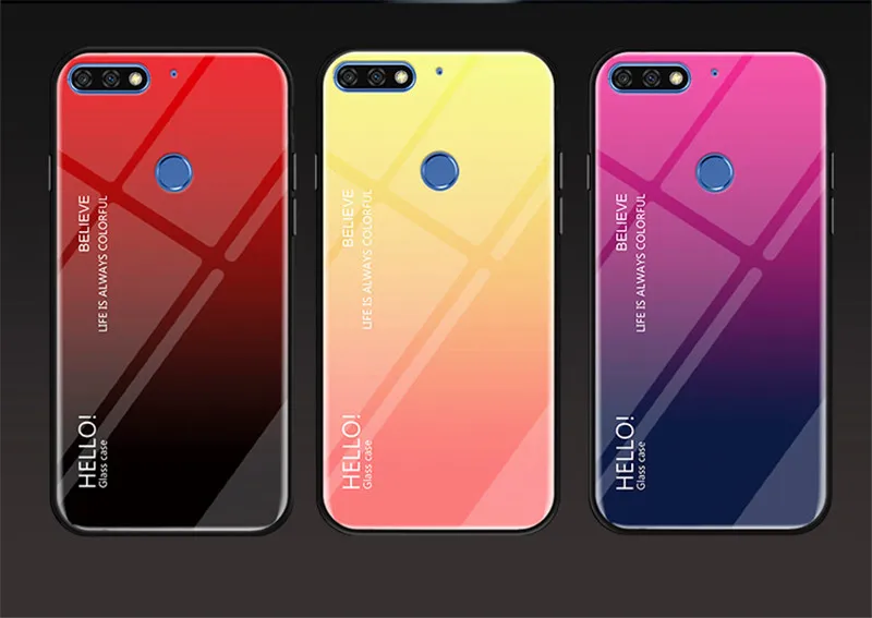 Чехол для Huawei Honor 7C AUM L41 задняя крышка из закаленного стекла с градиентом Aurora