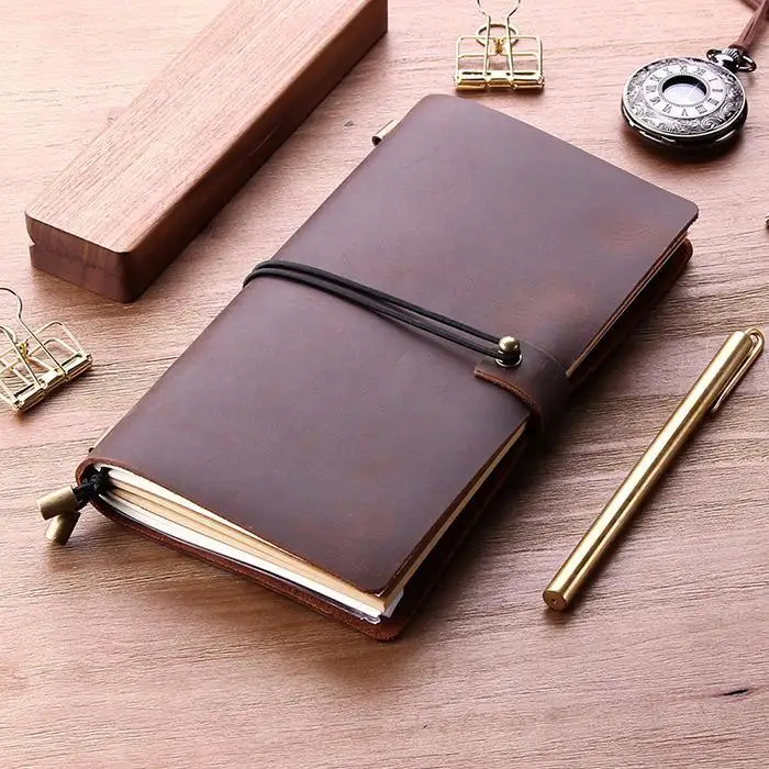 

13cm x 10cm Artificial Leather Traveler's Notebook travel Diary Journal Vintage Handmade Cowhide Gift planner
