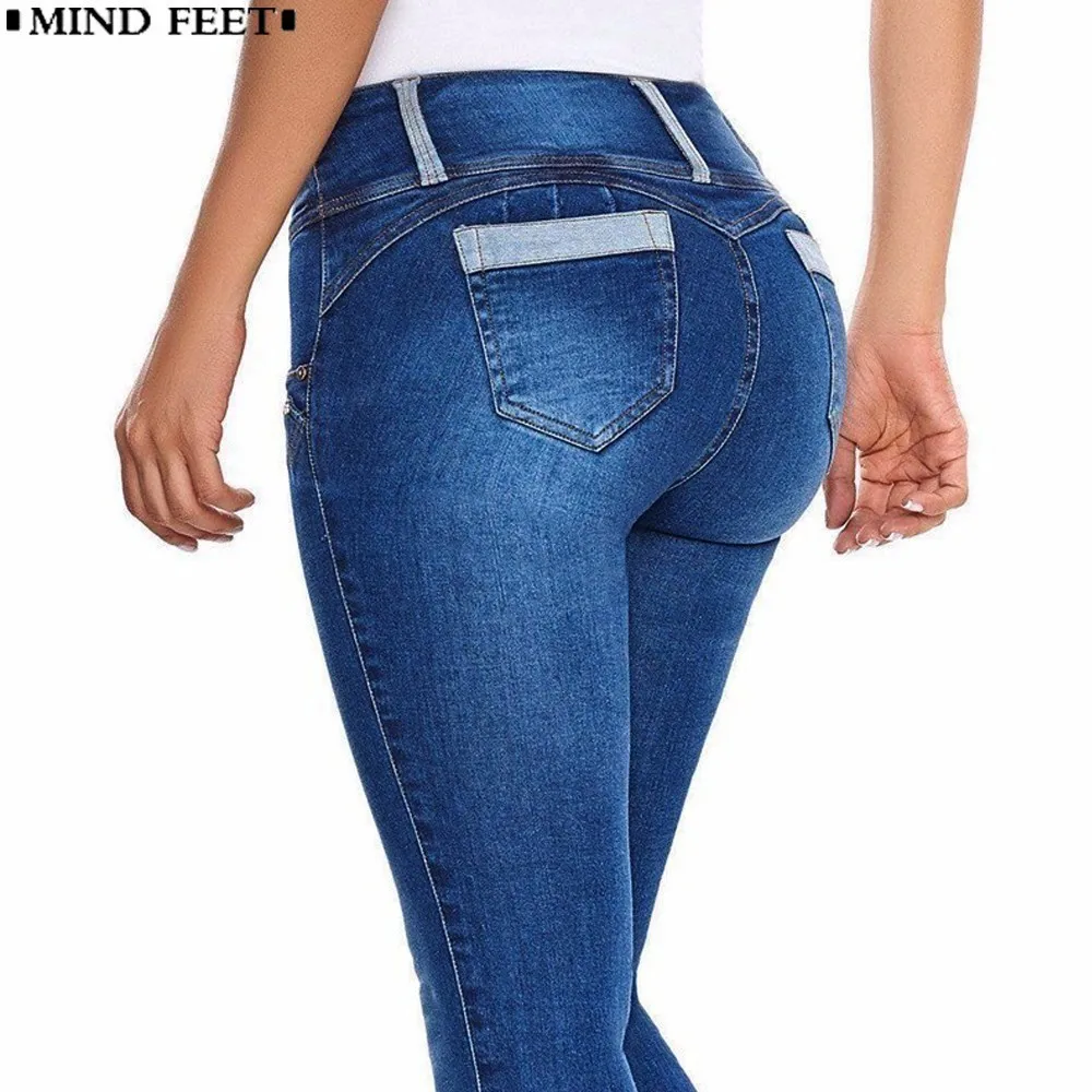 

MIND FEET Women Jeans High Waist Skinny Bodycon Push Up Hips Stretch Sexy Zippers Denim Pants Ladies Trousers Spring Autumn