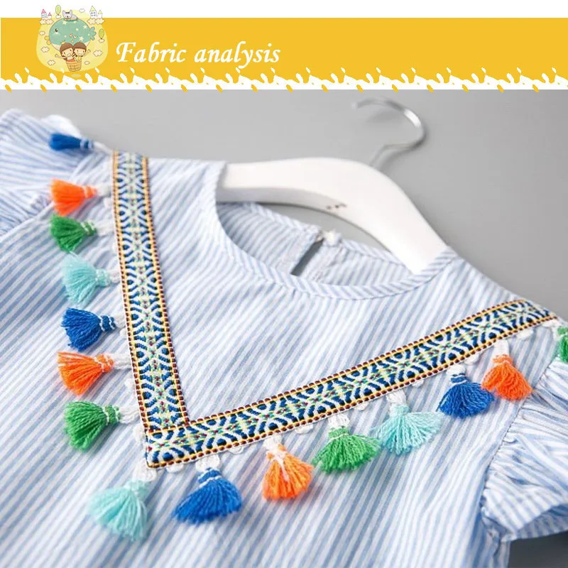 Summer  Kids Baby Girls Dress Tassel Ruffles Sundress Party Casual Short Sleeve Princess Dresses Clothes