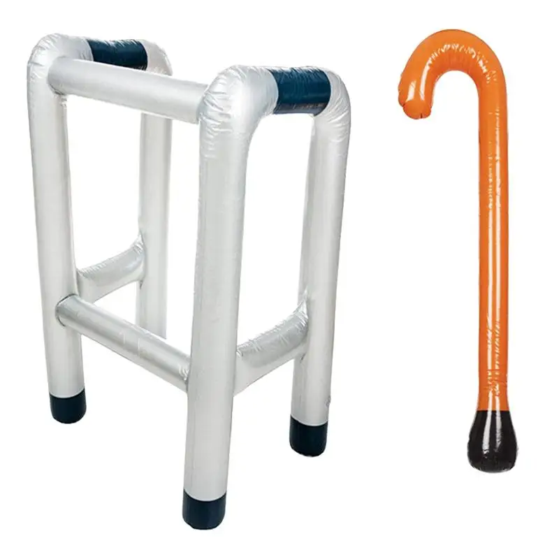 

2pcs Inflatable Zimmer Frame Walking Stick Funny Novelty Dress Up Prop Toy Accessory