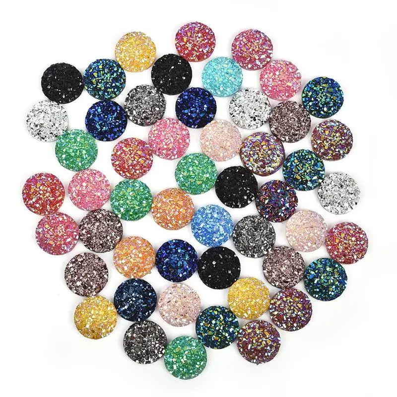 50pcs/Lot 12mm Cabochon Mix Colors Natural Stone Convex Series Flat