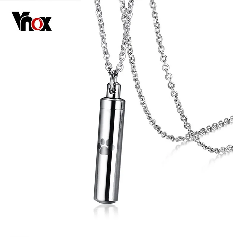 

Vnox Cool Dog Cat Paw Pet Necklace for Men Stainless Steel Can Be Opened Pendant Chain 20" Male Jewelry
