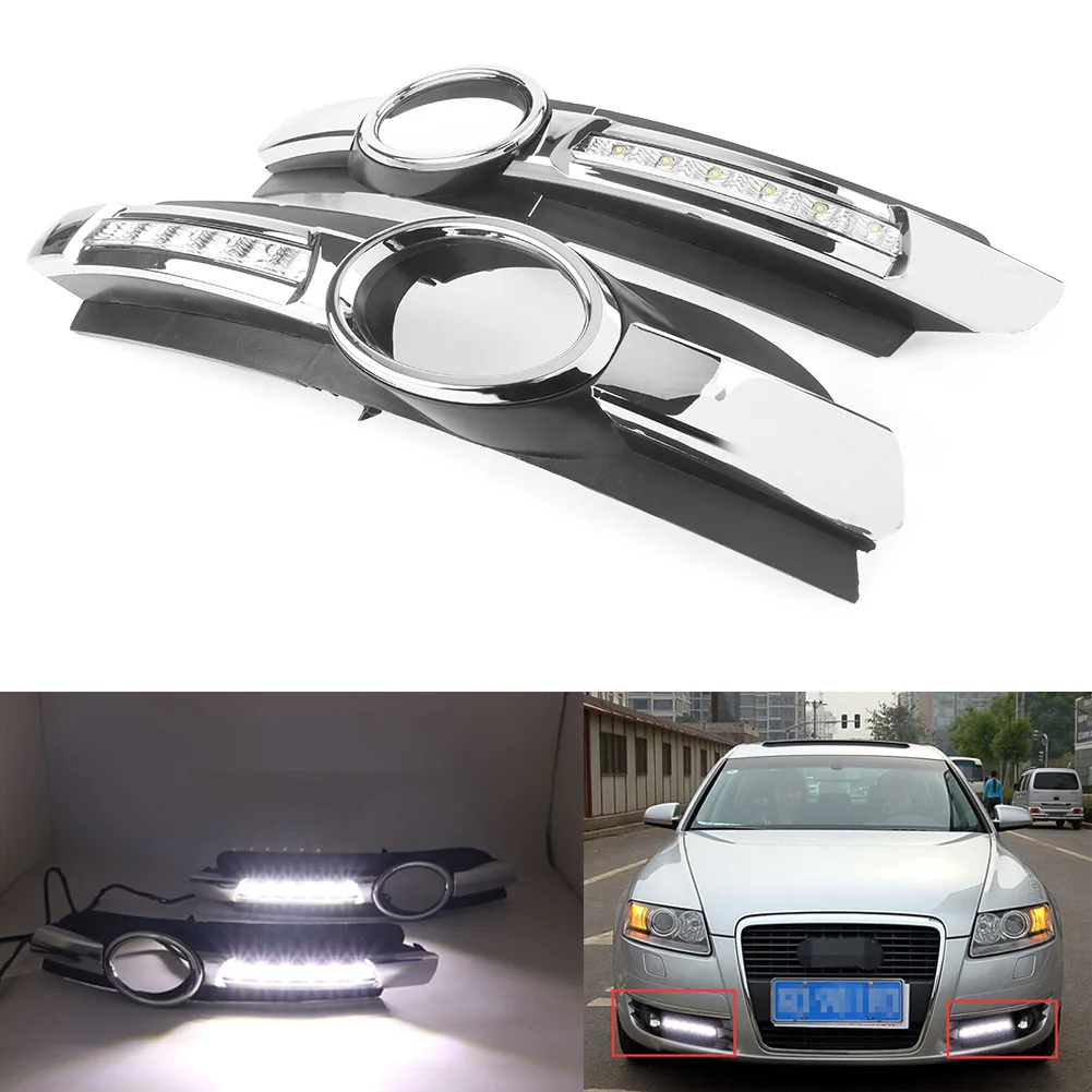 Светодиодные дневные ходовые огни для Audi A6 A6L C6 DRL Противотуманные фары 2005 2006 2007