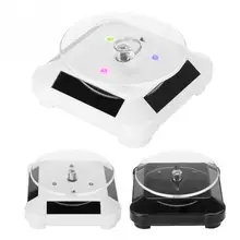 360 градусов Солнечный органайзер для ювелирных изделий Показать чехол поворотный стол часы телефон ювелирные изделия вращающийся держатель кольцо чехол для ювелирных изделий коробка с светодиодный светильник