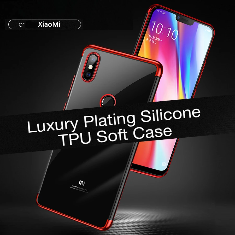 

Transparent Plating case for Xiaomi 8 Lite 8Pro 8 Explorer Play A2 Ultra thin soft TPU electroplate case redmi Note 7 5 6 Pro 6a