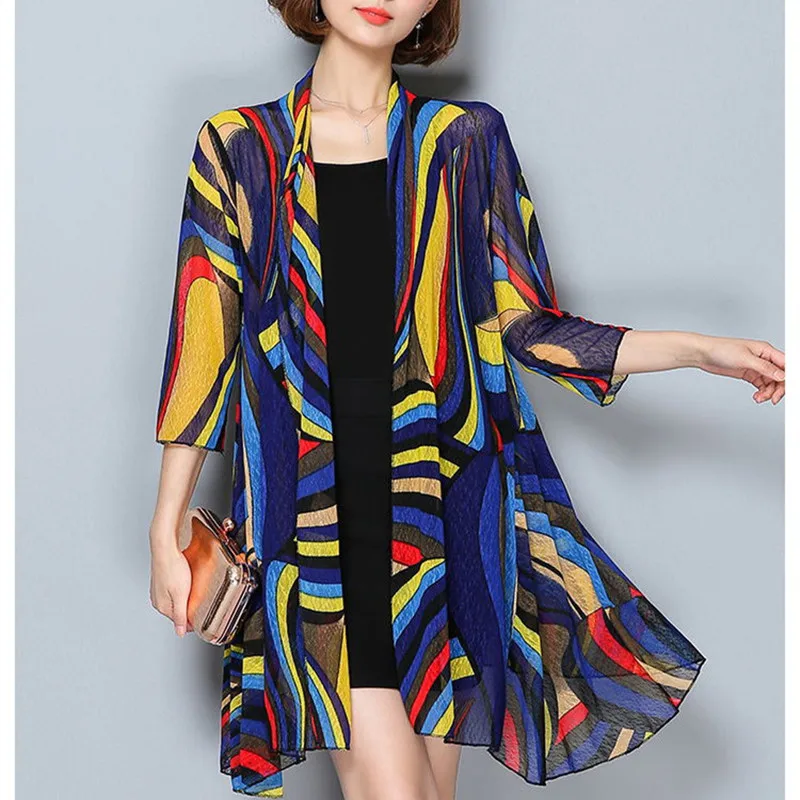 

Kimono Cardigan Fashion Kimonos Mujer 2018 Verano Casual Loose Medium Long Beach Cardigans Cover Plus Size Kimono Feminino