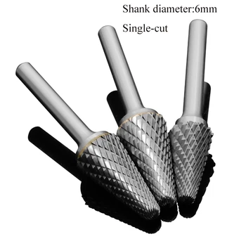 

1pc 6mm Shank Tungsten Steel Burr Cutter Single-cut Grinding Carving Head Rotary Files Router Bit For Metal Polishing L Type