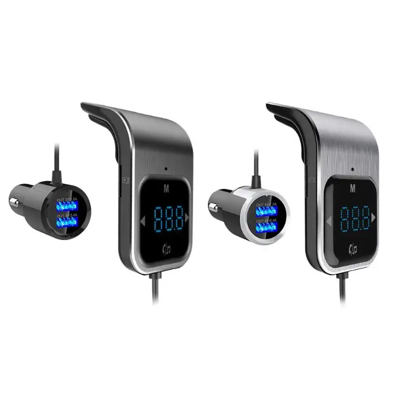 

BC39 Touch Button FM Transmitter Bluetooth Handsfree Car Kit MP3 Player Dual USB Charger LED Display Music Play Silver Black