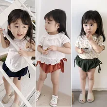 Детские футболки для девочек ясельного возраста плотные трусики с рюшами Трусики для маленьких девочек, шорты для малышей хлопковые шаровары, 2 цвета