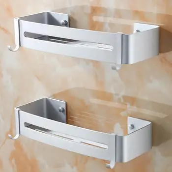 

1 pc Rectangular Basket Bathroom Storage Shelves Perforation-Free Space Aluminum Basket Bathroom Shelf Bathroom Storage Pendant