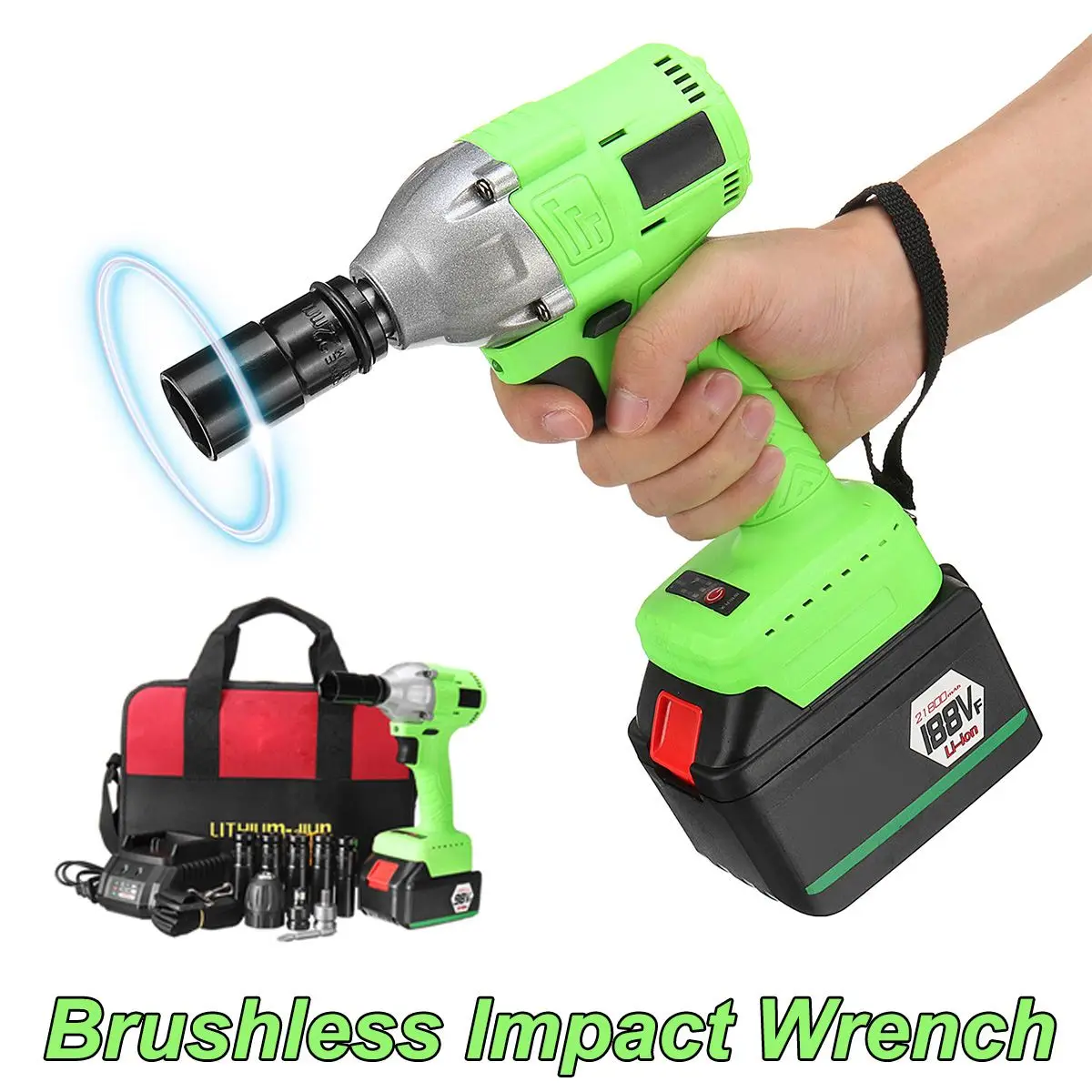 

98/128/168/188VF Electric Brushless Drill Electric Impact Wrench Wrench Cordless Speed Control Wrench Power Li-Ion Battery w/Bag